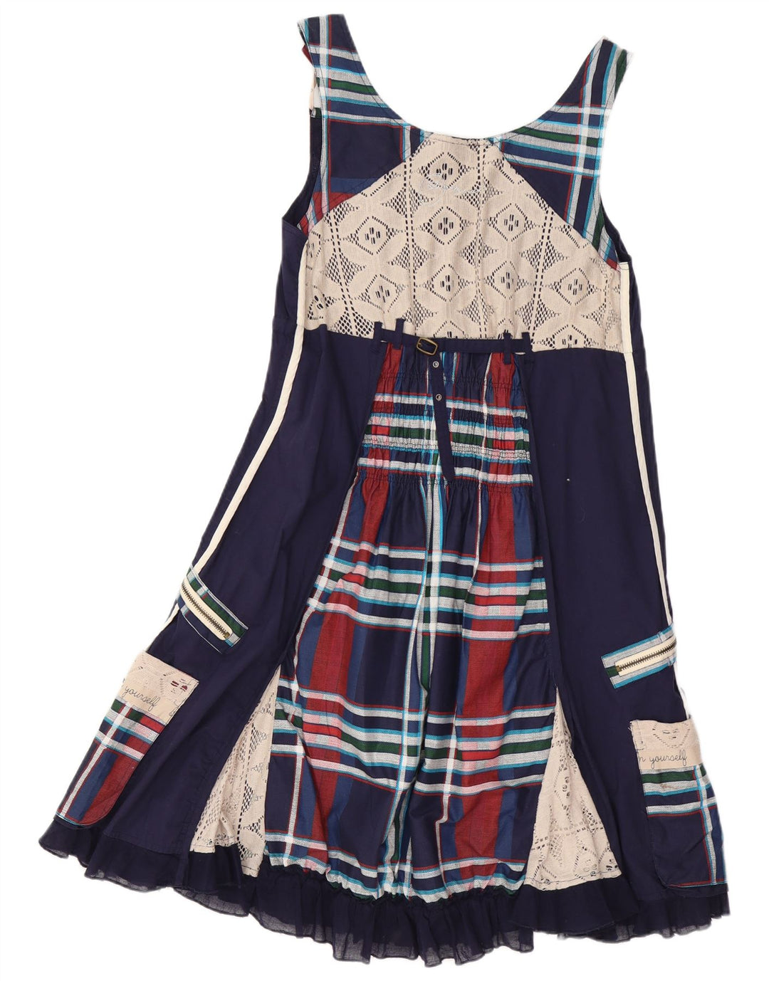 DESIGUAL Robe trapèze graphique pour femme EU 40 Bleu marine moyen Patchwork