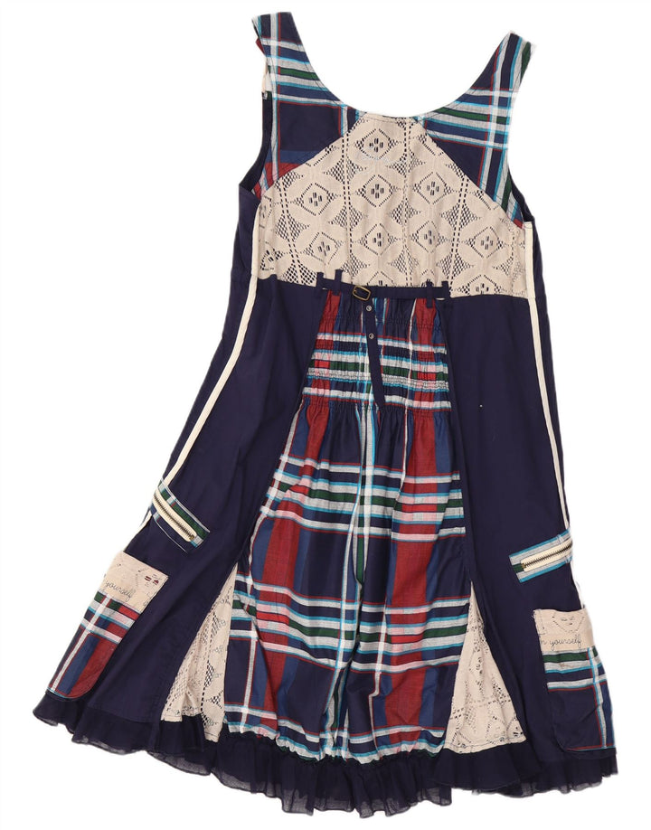 DESIGUAL Robe trapèze graphique pour femme EU 40 Bleu marine moyen Patchwork