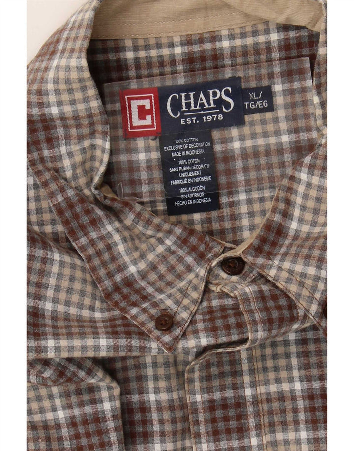 Chaps Chemise Homme XL Marron Carreaux Coton