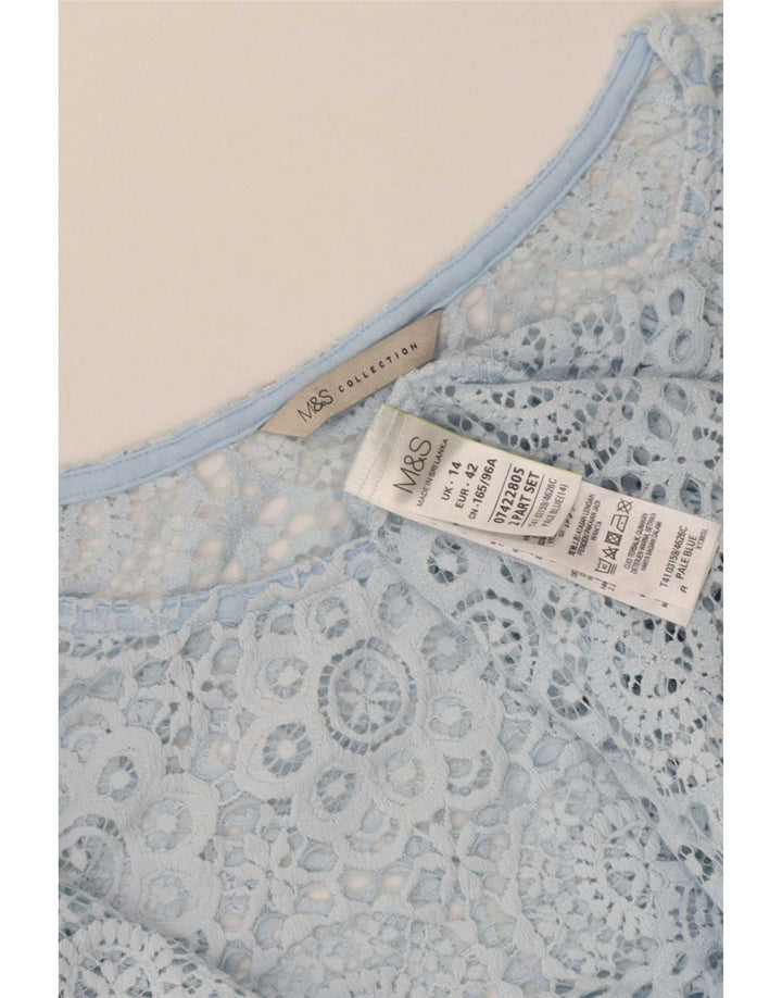 Marks & Spencer Chemisier pour femme UK 44 Large Bleu Floral Polyamide