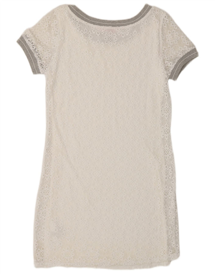 Desigual Robe fourreau pour femme UK 44 Medium White Floral Polyamide