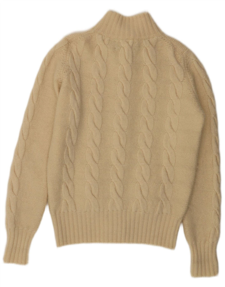 VINTAGE Femme Cardigan Pull EU 38 Moyenne Laine Blanc Cassé