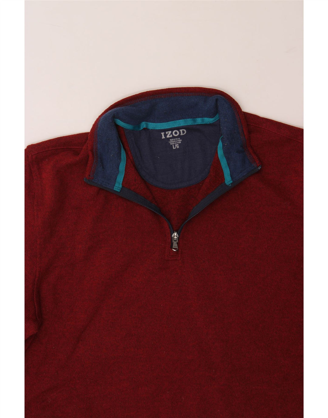 IZOD Mens Zip Neck Sweatshirt Jumper Large Burgundy Polyester Vintage Izod and Second-Hand Izod from Messina Hembry 