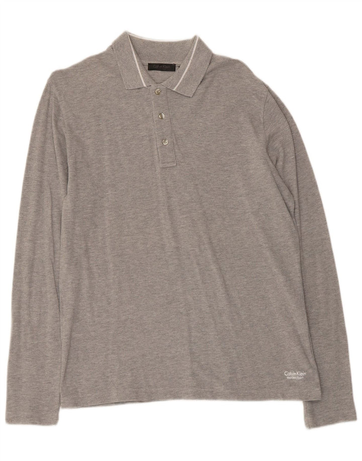 Calvin Klein Polo à Manches Longues Homme Gris Moyen