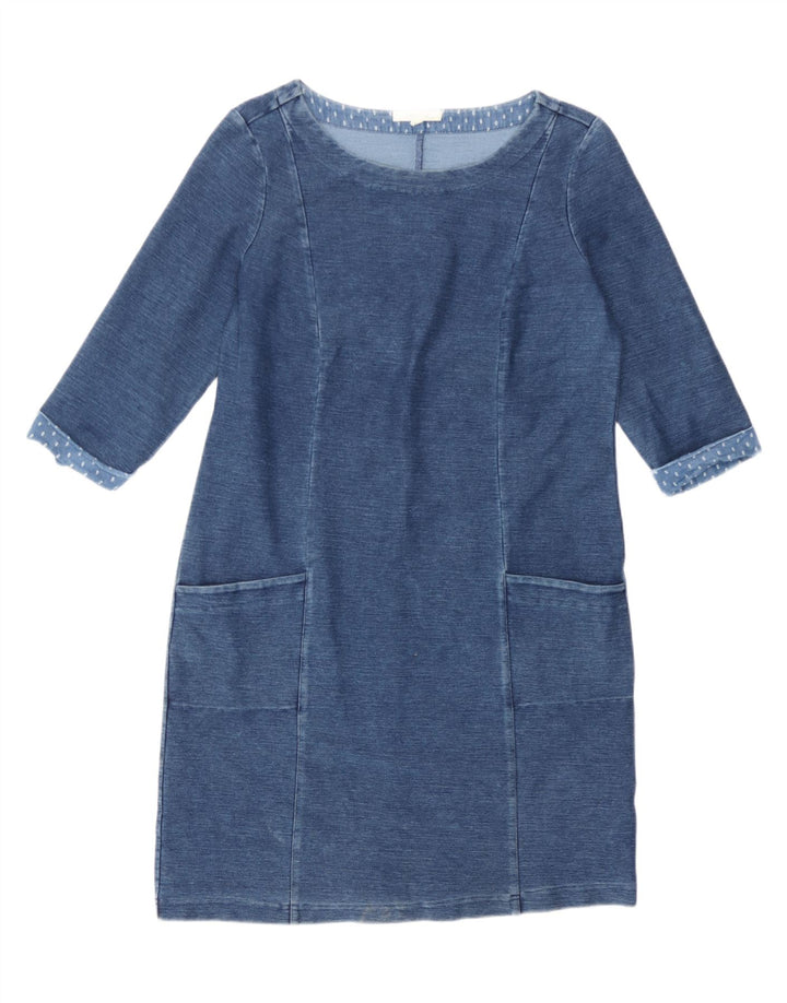 White Stuff Robe fourreau à manches 3/4 pour femme UK 14 Bleu moyen Coton