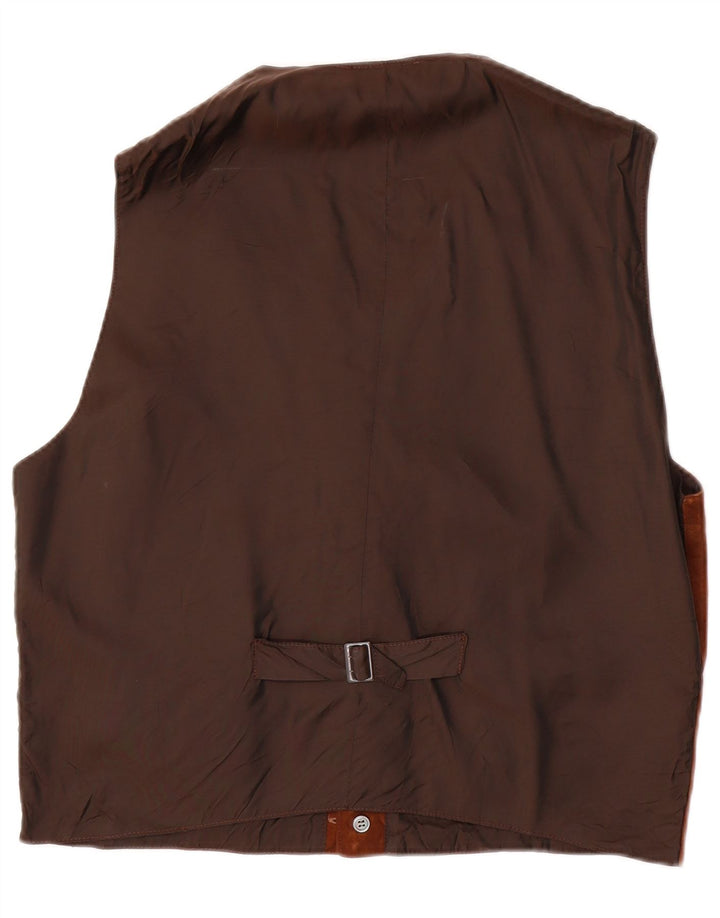 FABRIZIO DEL CARLO Gilet en Daim pour Homme en Cuir Marron Large