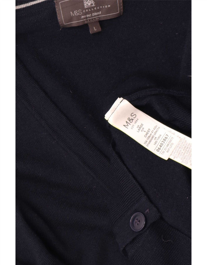 Marks & Spencer Pull Cardigan Homme Grand Bleu Marine Acrylique