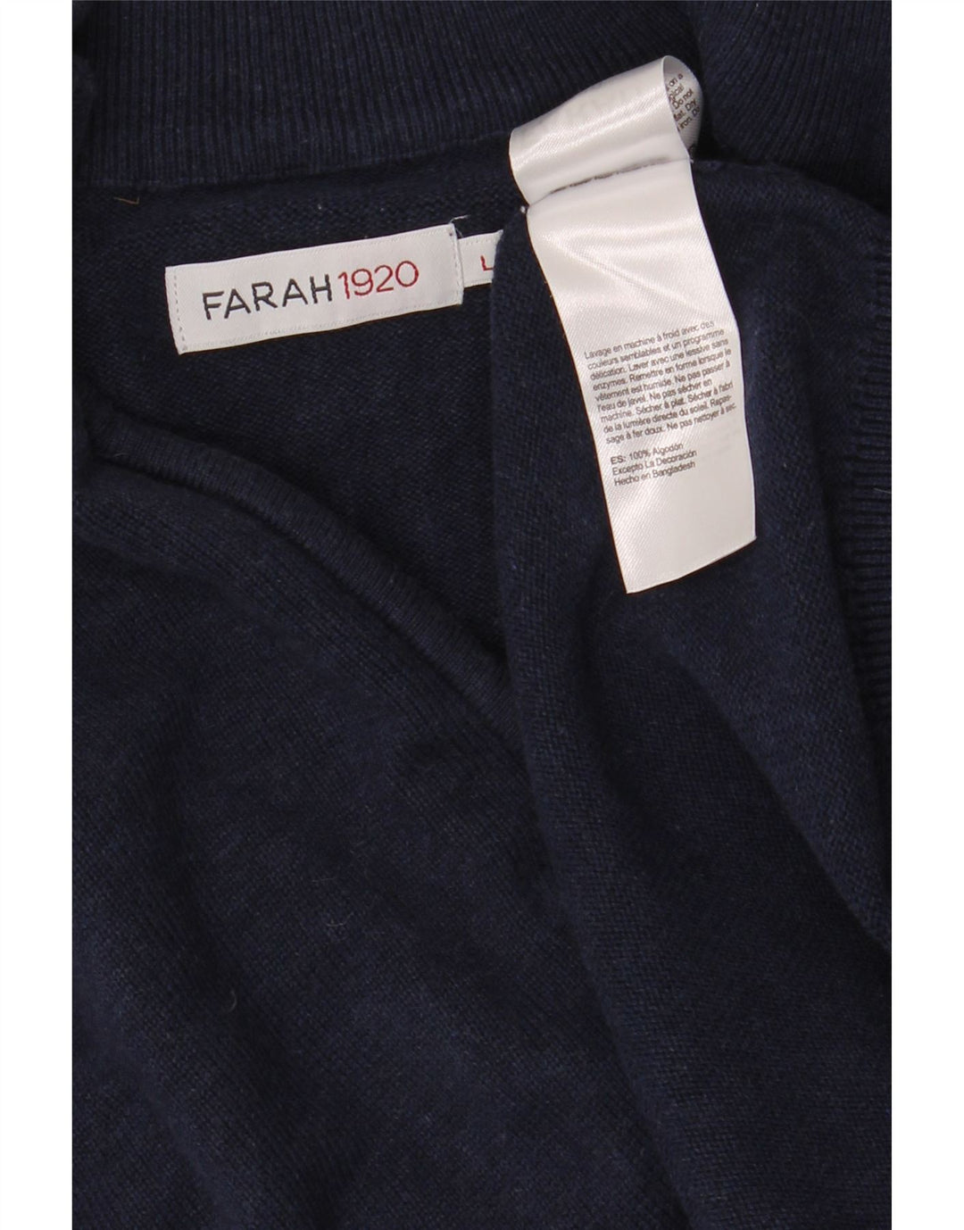 Farah Pull col zippé pour homme en coton bleu marine Taille L