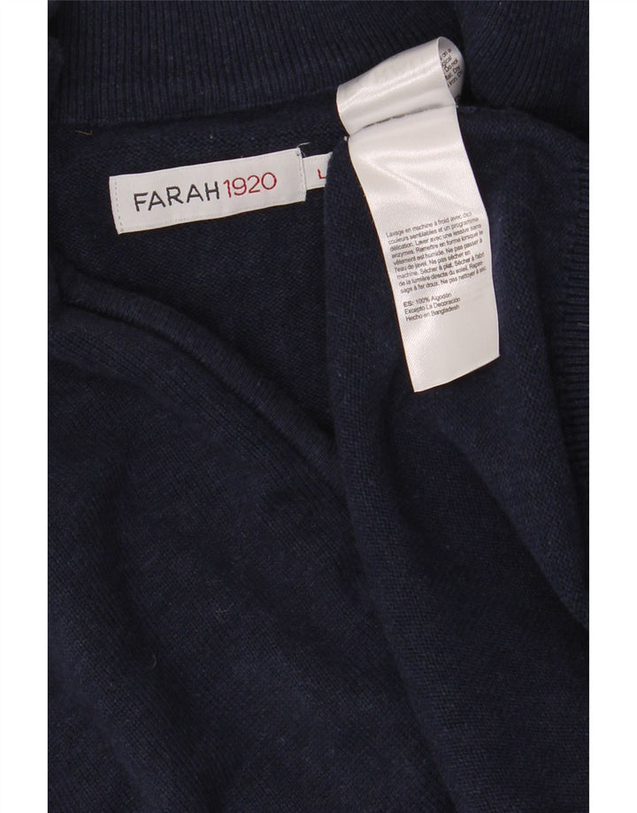 Farah Pull col zippé pour homme en coton bleu marine Taille L