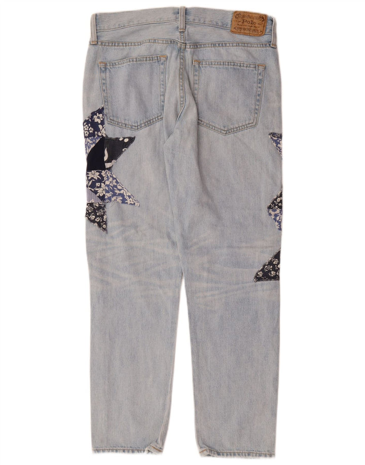POLO RALPH LAUREN Jean droit femme W26 L26 bleu patchwork coton
