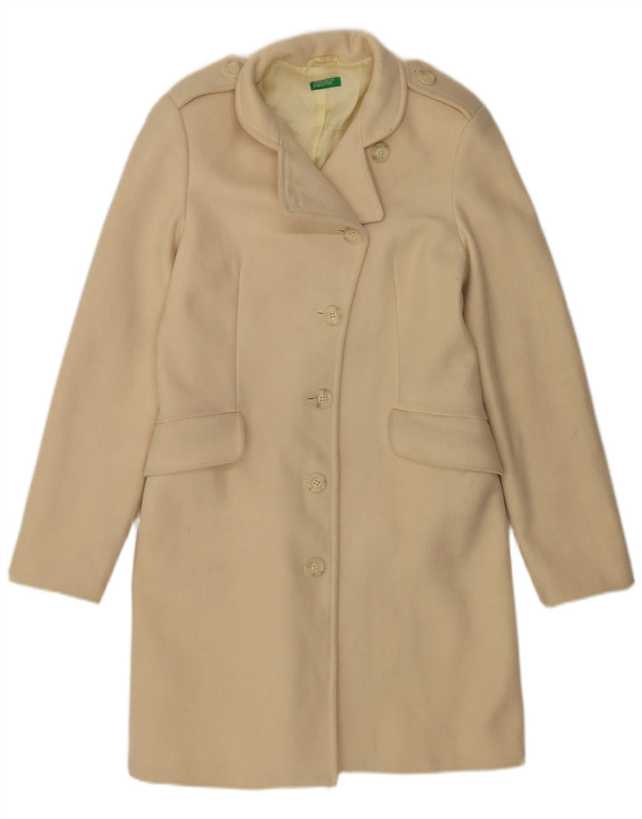Benetton Pardessus Femme IT 44 Laine Blanc Cassé Moyen