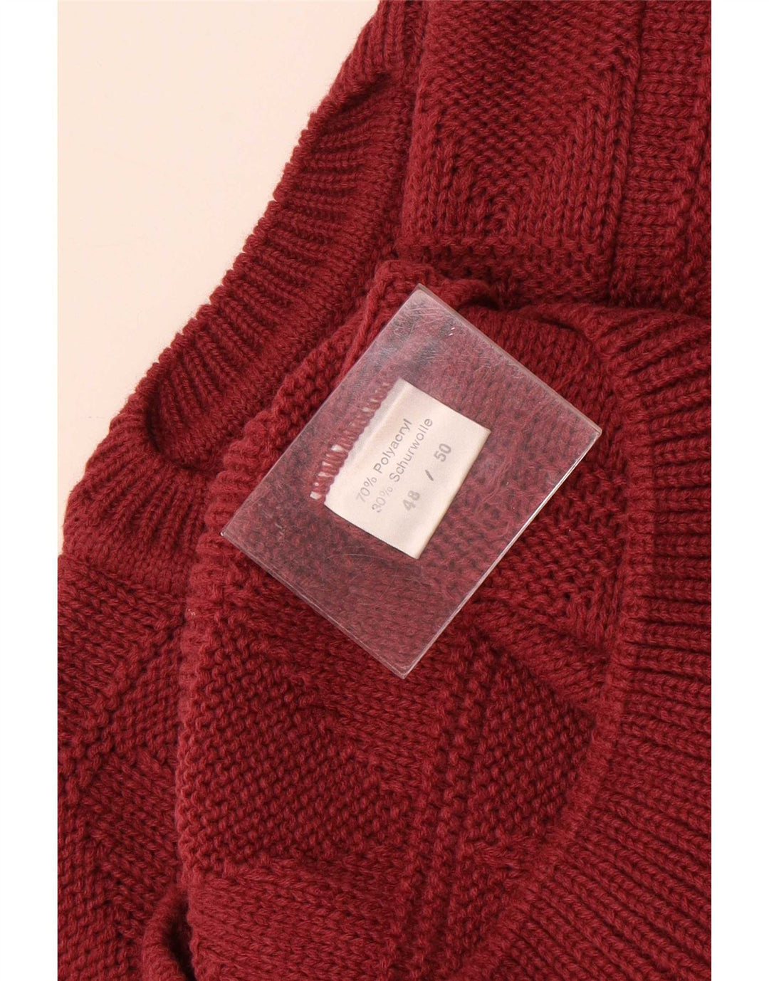 vintage Mens Crew Neck Jumper Pull IT 48/50 Medium Maroon Argyle/Diamant