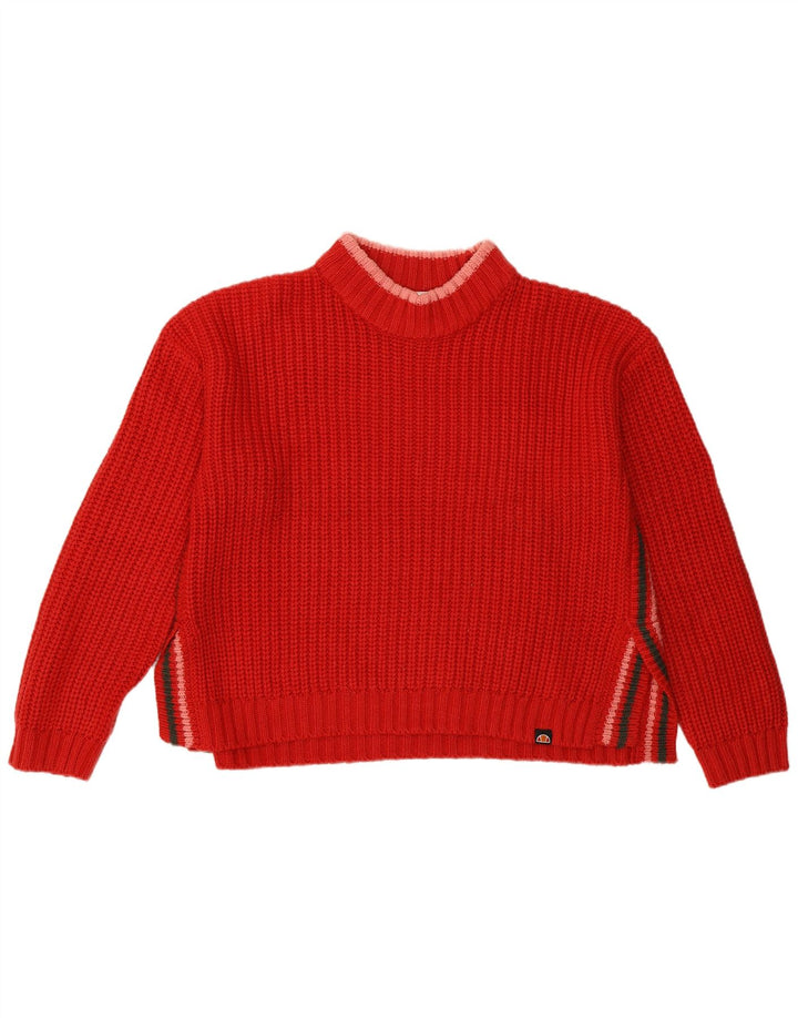 Ellesse Pull court surdimensionné à col roulé pour femme UK 10 Petit Rouge