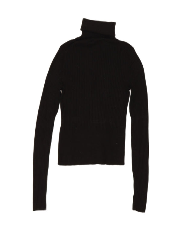 Zara Pull court à col roulé pour femme UK 8 Small Noir Viscose