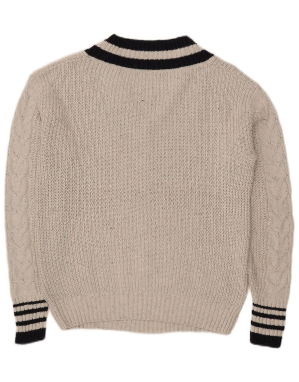Marks & Spencer Pull surdimensionné à col en V pour femme UK 6 XS Gris moucheté