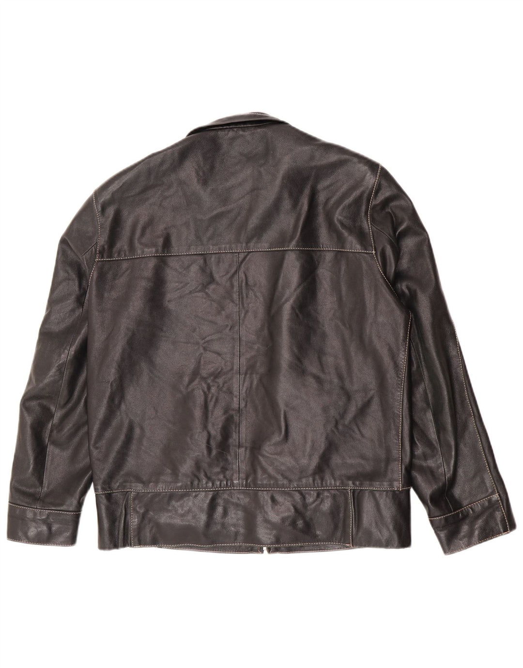 veste en cuir zippé vintage pour homme IT 50 Grand motard noir