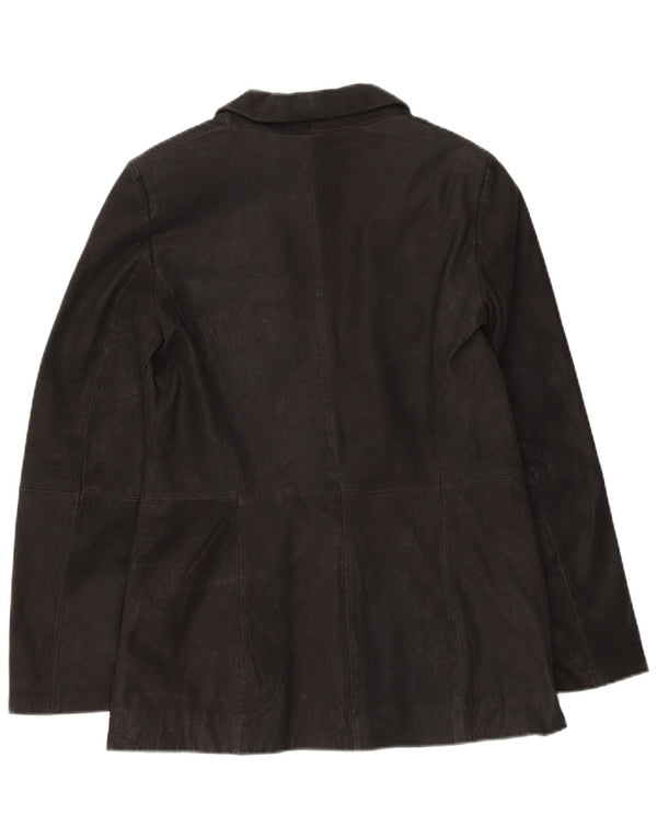 Zara Veste blazer en daim à 1 bouton pour femme UK 10 Petit cuir noir