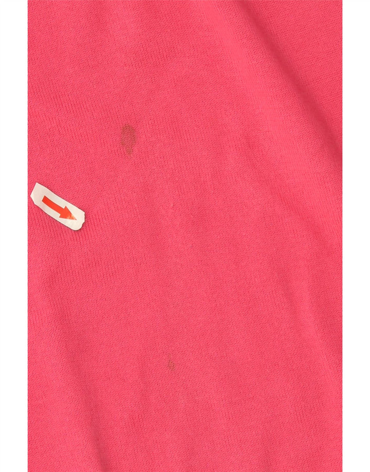 Lacoste Pull col V femme taille 42 grand coton rose