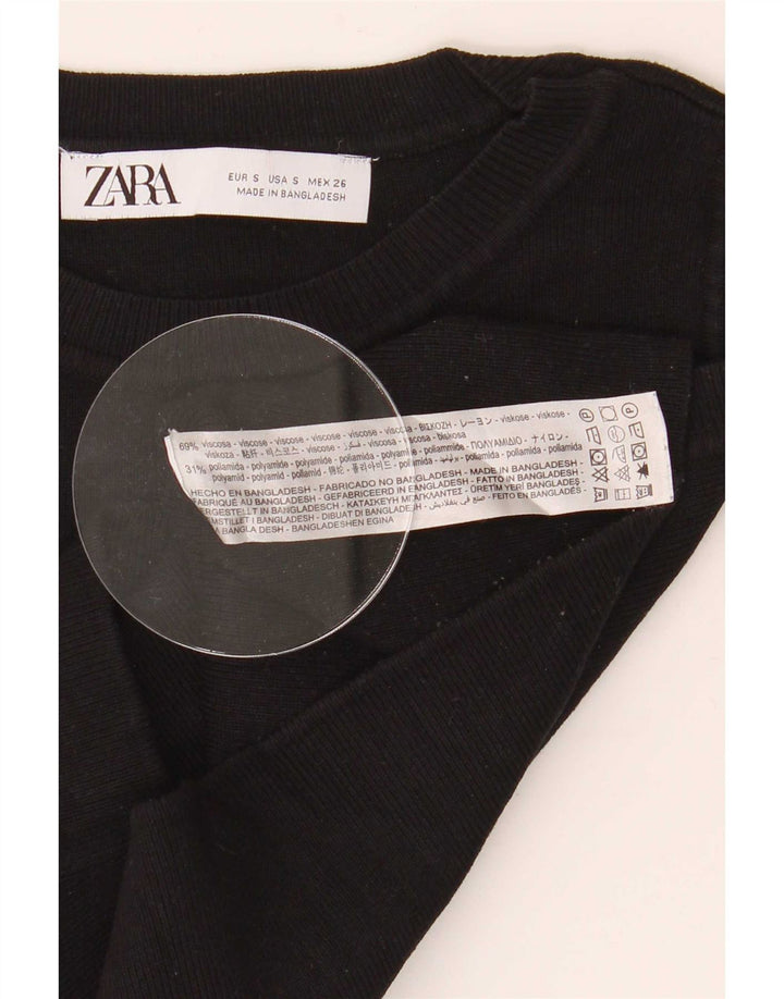 Zara Womens Crop Vest Top UK 8 Small Noir Viscose