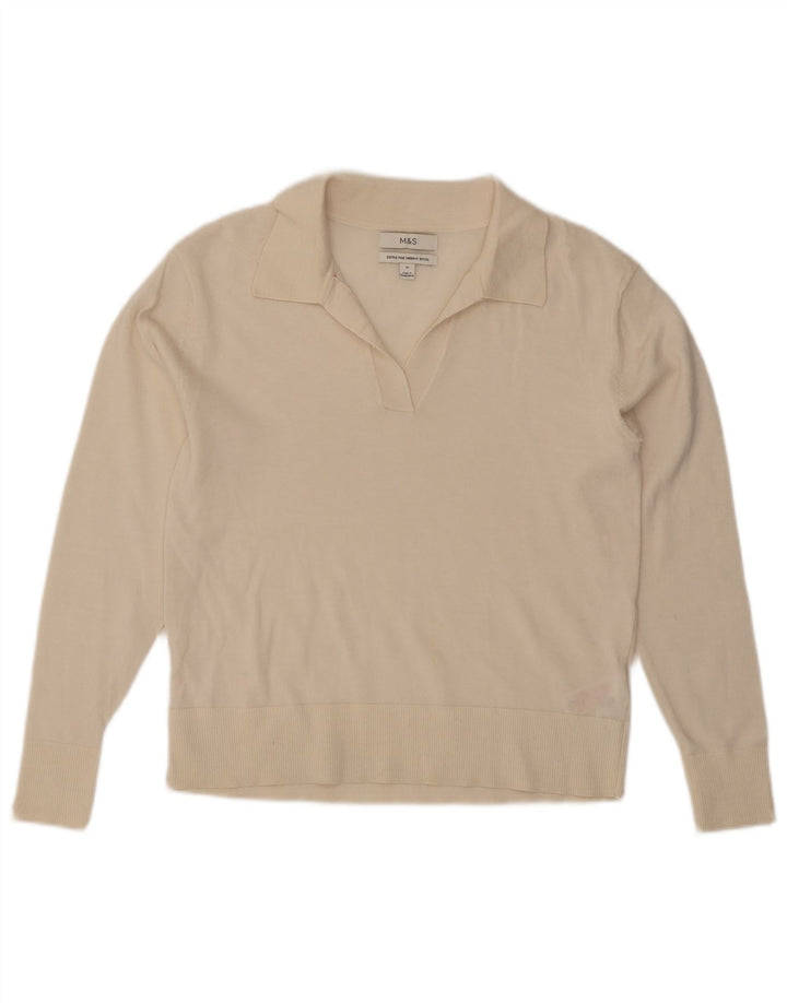 Marks & Spencer Pull à col polo pour femme UK 12 Medium Off White