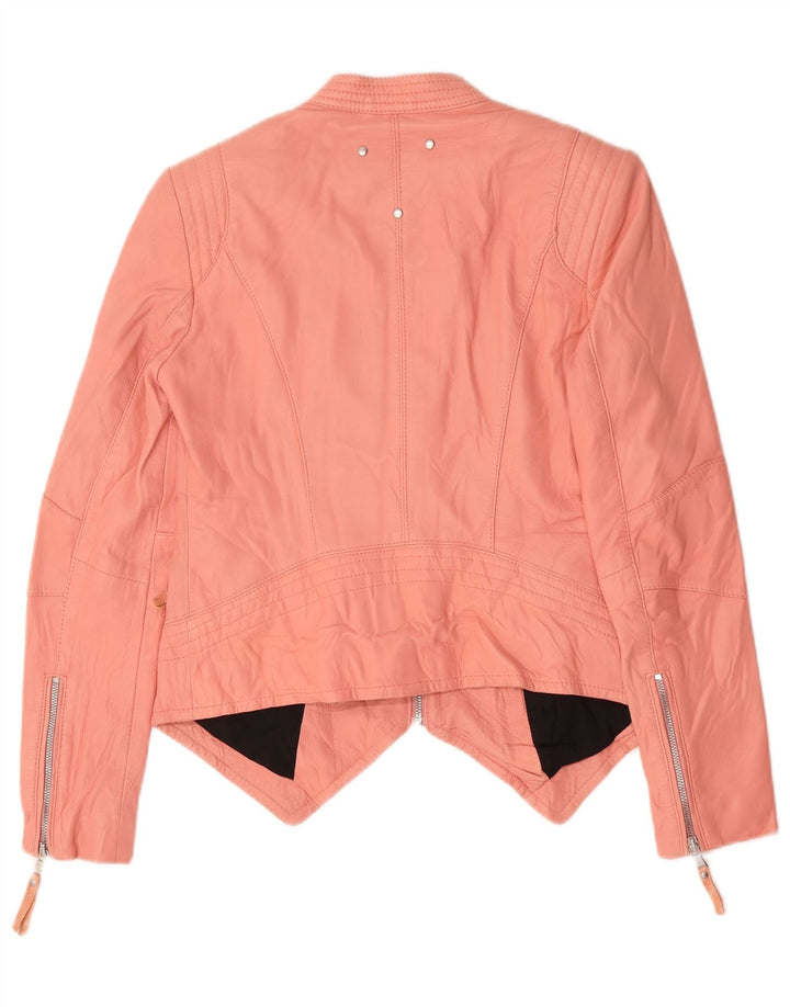 Be Edgy Veste en cuir crop pour femme UK 14 Grand cuir rose