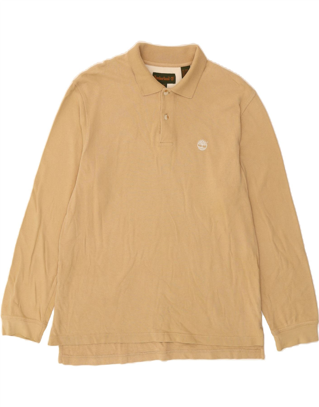 TIMBERLAND Mens Long Sleeve Polo Shirt Medium Beige Cotton Vintage Timberland and Second-Hand Timberland from Messina Hembry 