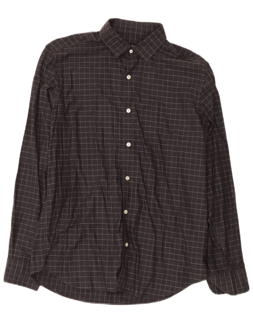Massimo Dutti Chemise Homme Grand Carreau Gris Coton