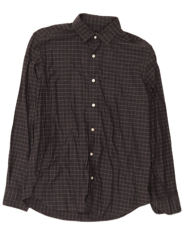 Massimo Dutti Chemise Homme Grand Carreau Gris Coton