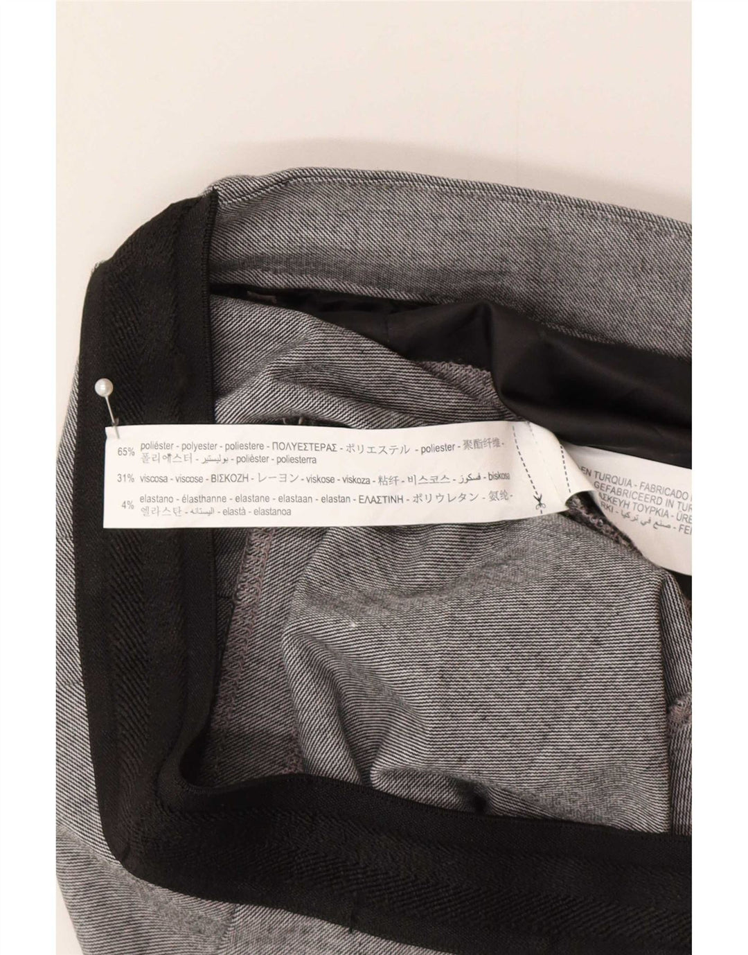 Zara Pantalon Chino Fuselé Femme Moyen W30 L28 Gris Carreaux Polyester
