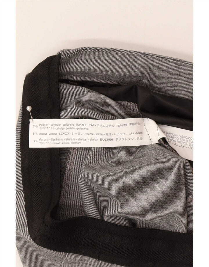 Zara Pantalon Chino Fuselé Femme Moyen W30 L28 Gris Carreaux Polyester