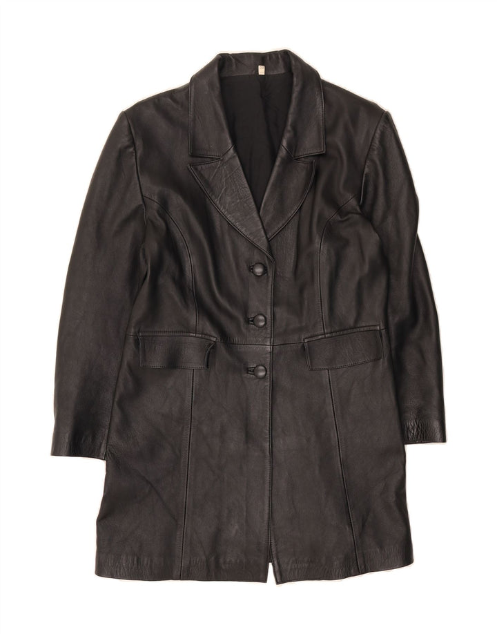 VINTAGE Womens Leather Coat IT 50 XL Black Leather Vintage Vintage and Second-Hand Vintage from Messina Hembry 