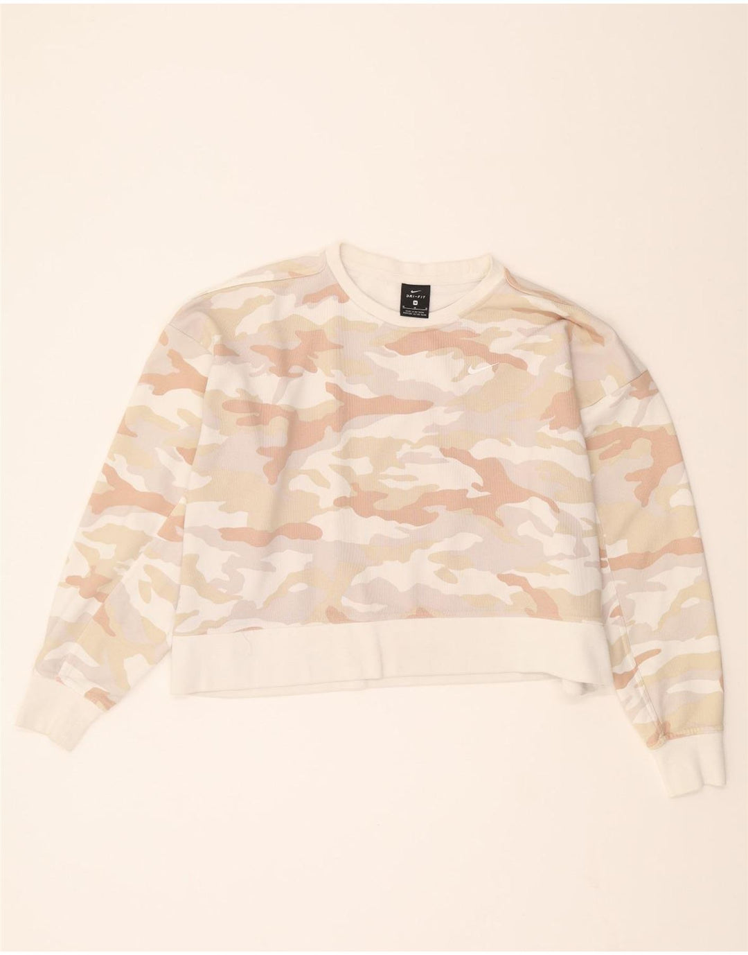 NIKE Womens Dri Fit Oversized Sweatshirt Jumper UK 14 Medium Off White Vintage Nike and Second-Hand Nike from Messina Hembry 