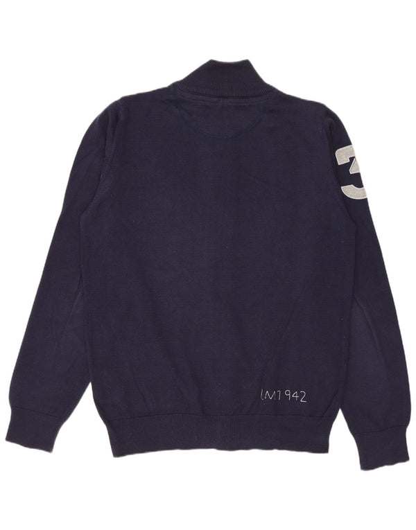 La Martina Cardigan graphique entièrement zippé pour homme en coton bleu marine moyen