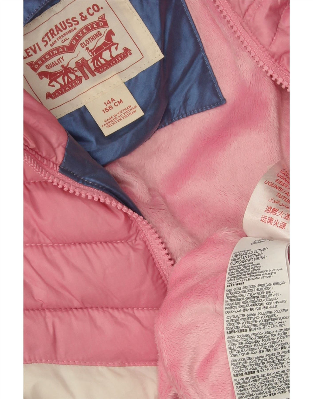 Levi's Veste matelassée à capuche fille 13-14 ans Bleu Colorblock Polyester