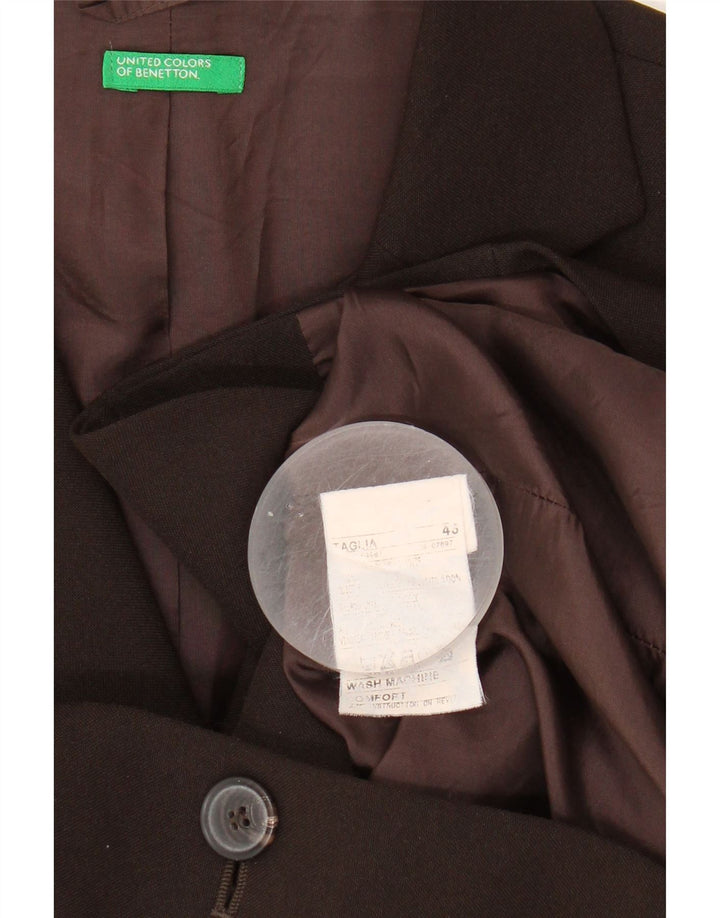 BENETTON Womens 3 Button Blazer Jacket IT 46 Large Brown