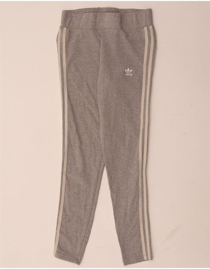 Adidas Leggings Femme UK 12 Coton Chiné Gris Moyen