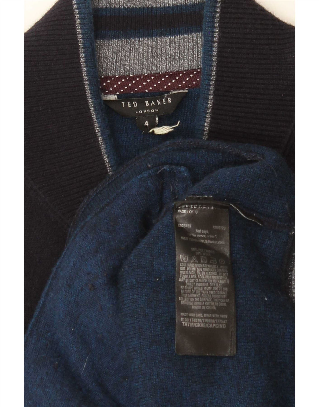 Ted Baker Pull Cardigan Homme Taille 4 Grand Bleu Marine Polyamide