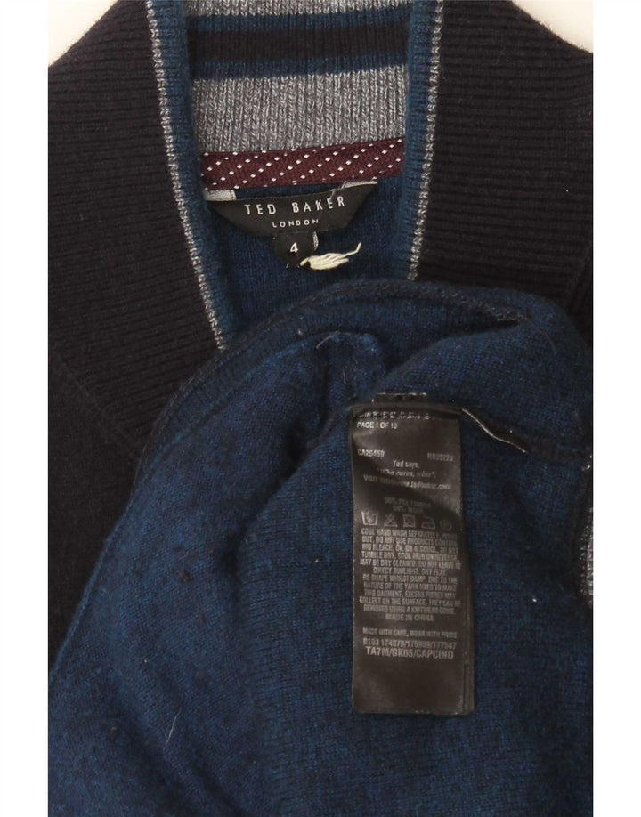 Ted Baker Pull Cardigan Homme Taille 4 Grand Bleu Marine Polyamide