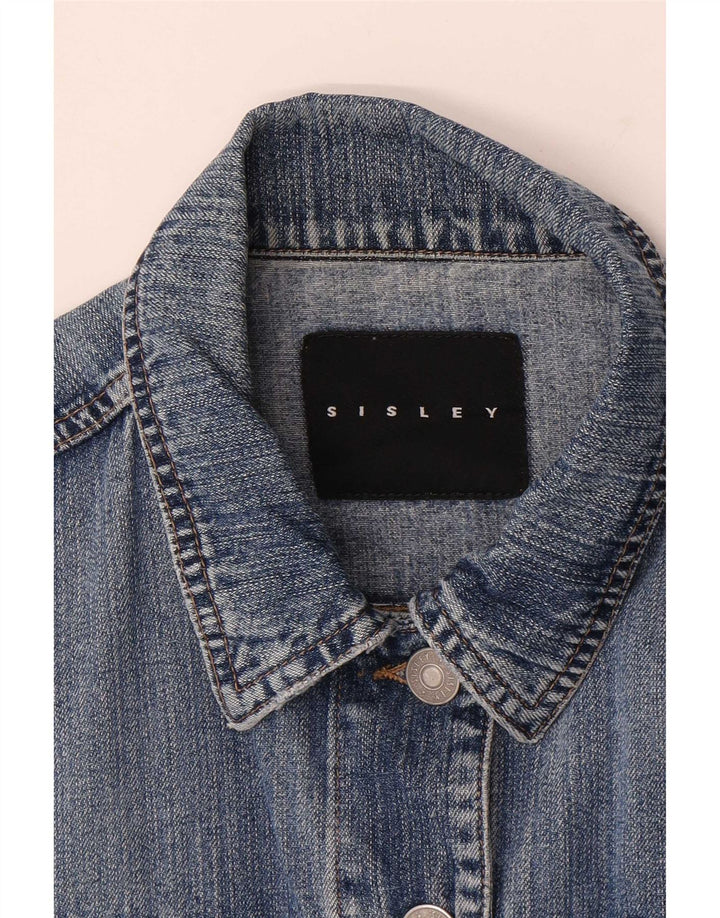 Sisley Veste en Jean Femme UK 14 Bleu Moyen Coton