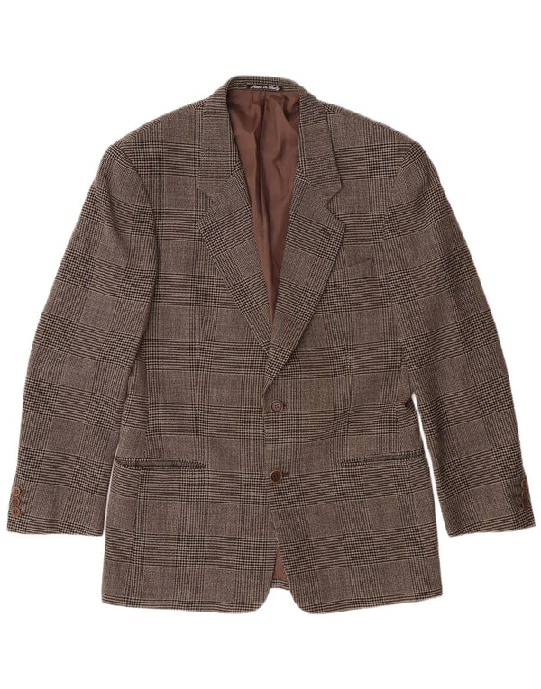 GIORGIO ARMANI Mens 2 Button Blazer Jacket IT 48 Medium Brown Check