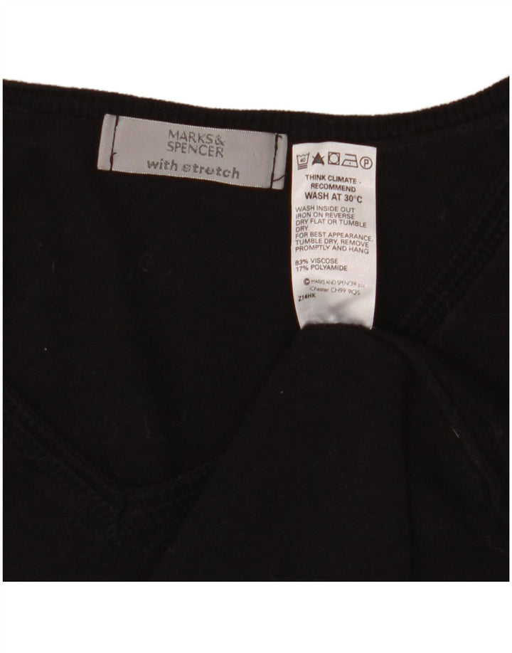 Marks & Spencer Pull court à col en V pour femme UK 14 Noir moyen