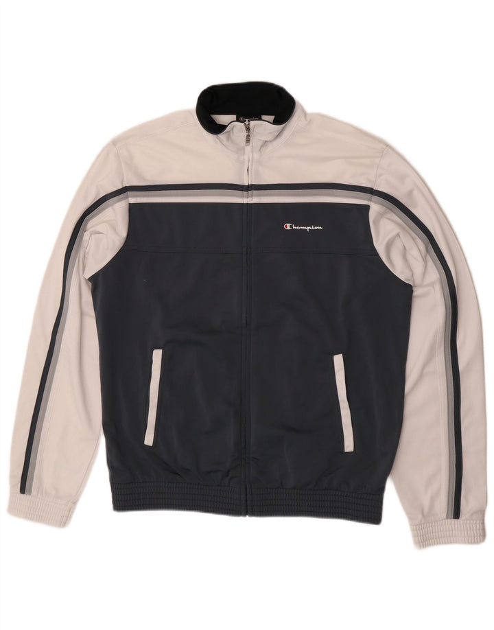 Champion Veste de survêtement pour homme en polyester color block Bleu marine Taille L