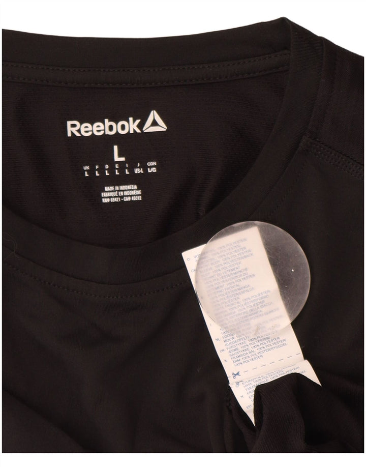 Reebok Haut graphique à manches longues pour hommes, grand noir, polyester