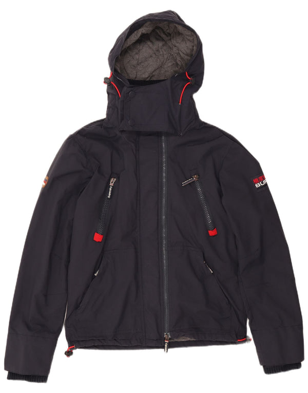 Superdry Veste coupe-vent à capuche pour hommes UK 38 Medium Navy Blue Nylon
