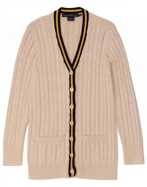 Ralph Lauren Pull Cardigan Femme UK 14 Coton Blanc Moyen