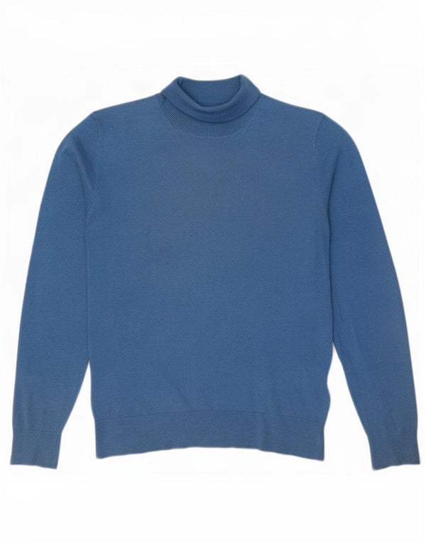 Massimo Dutti Pull col roulé pour femme UK 14 Bleu moyen Soie
