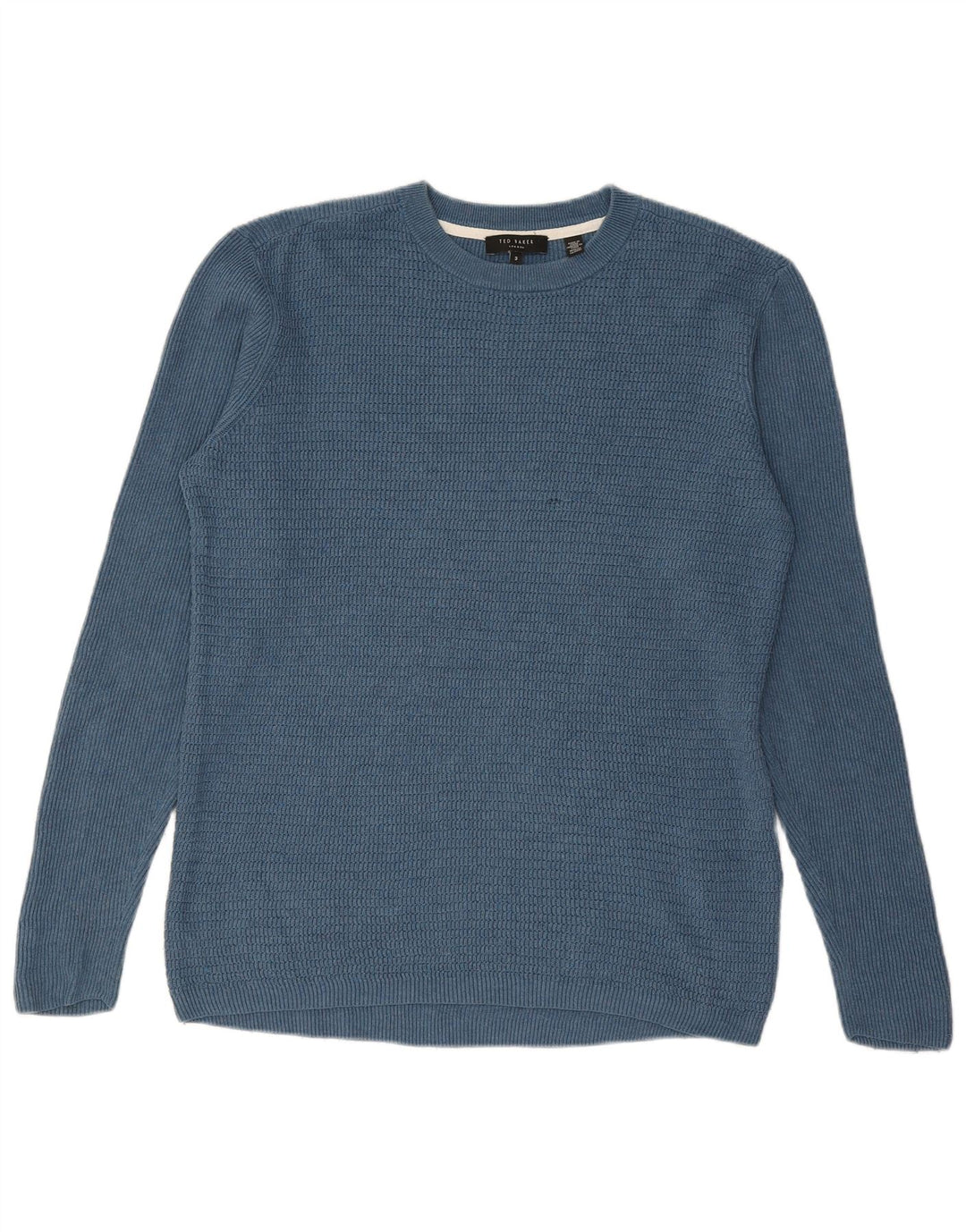 Ted Baker Pull à col rond pour homme Taille 3 Bleu moyen Coton