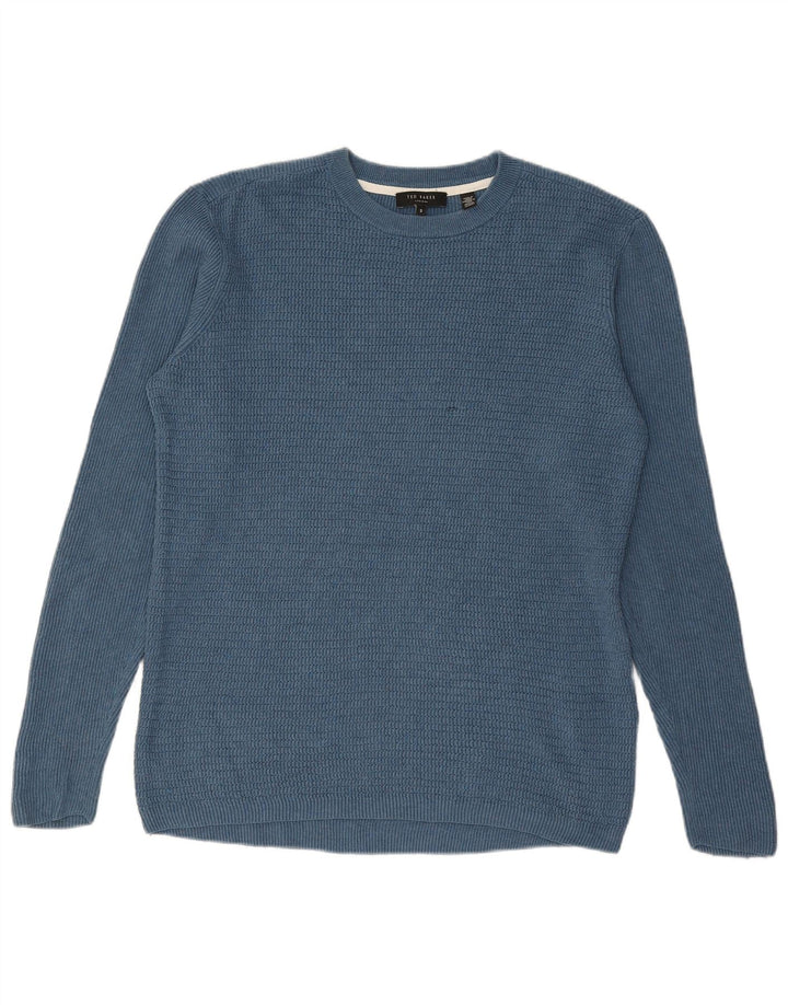 Ted Baker Pull à col rond pour homme Taille 3 Bleu moyen Coton