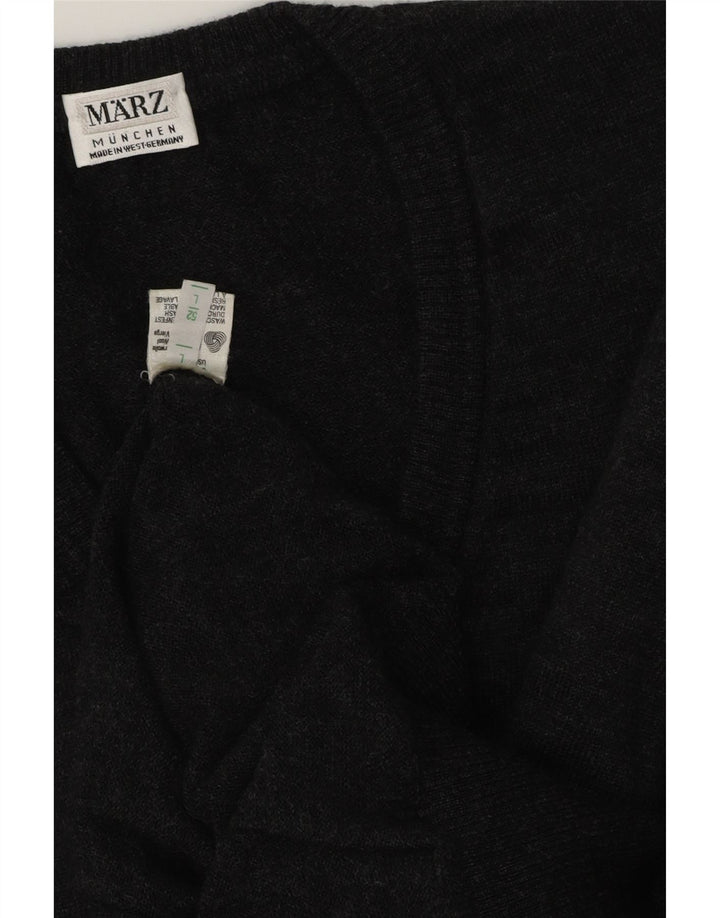 MARZ Pull Munchen col V pour homme IT 52 en laine vierge gris moyen