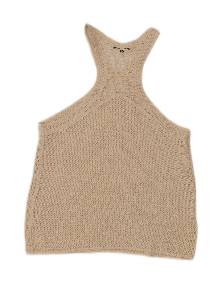 Massimo Dutti Débardeur au crochet pour femme UK 10 Petit Beige